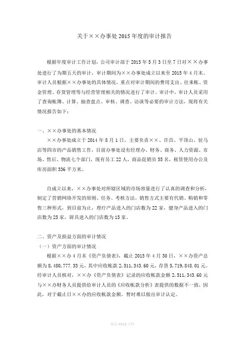 公司办事处审计报告范文2