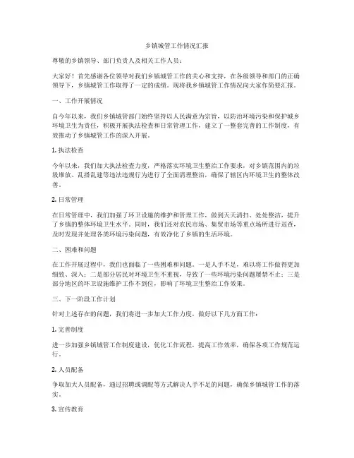 乡镇城管工作情况汇报