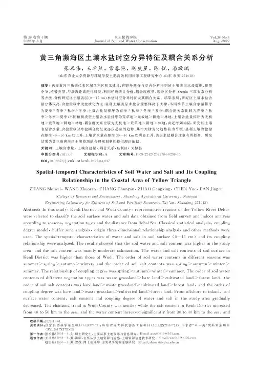 黄三角濒海区土壤水盐时空分异特征及耦合关系分析