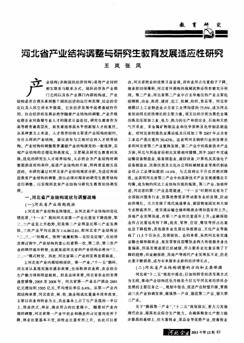 河北省产业结构调整与研究生教育发展适应性研究