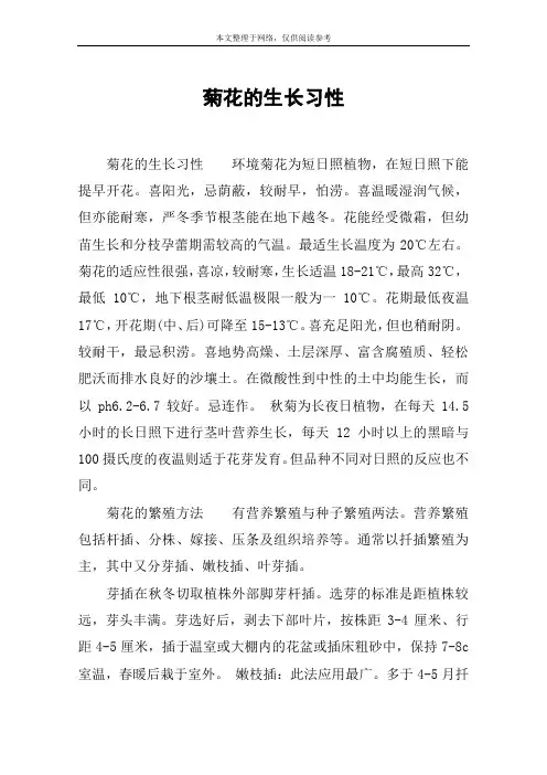 菊花的生长习性