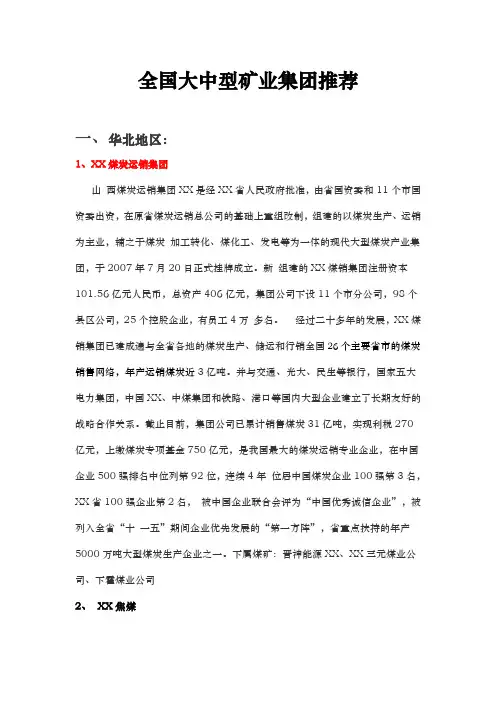 全国大中型矿业集团推荐