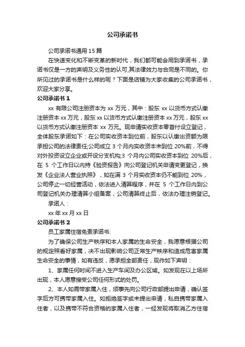 公司承诺书