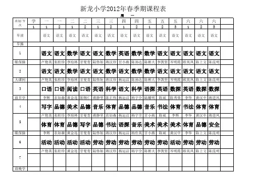 2012春课程表总表1