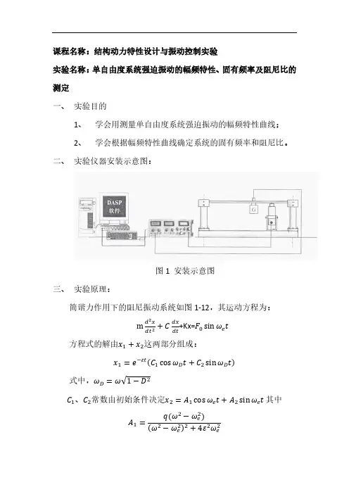 实验11：单自由度系统强迫振动的幅频特性、固有频率及阻尼比的测定