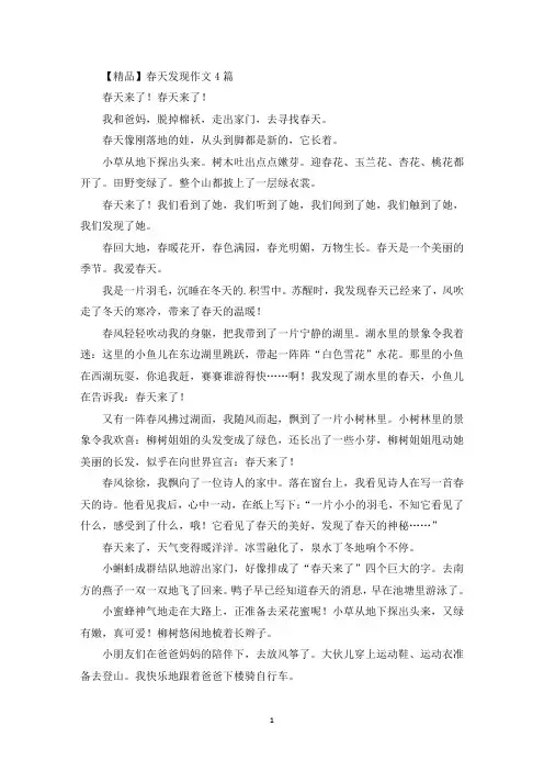 春天发现作文4篇精选