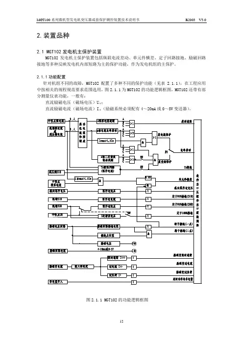 MGT102V3.0发变差动保护技术说明书