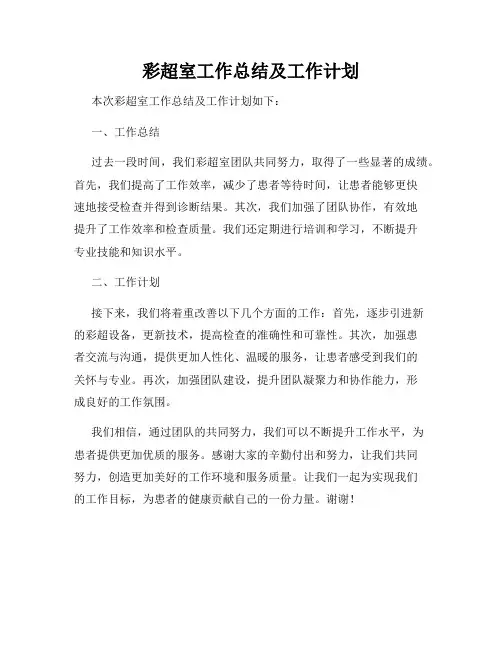 彩超室工作总结及工作计划