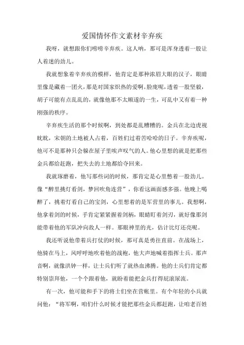 爱国情怀作文素材辛弃疾