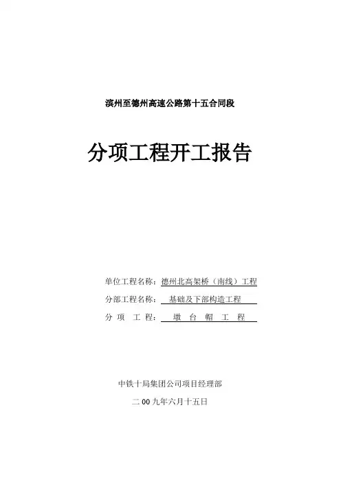 高架桥南线墩台身开工报告1