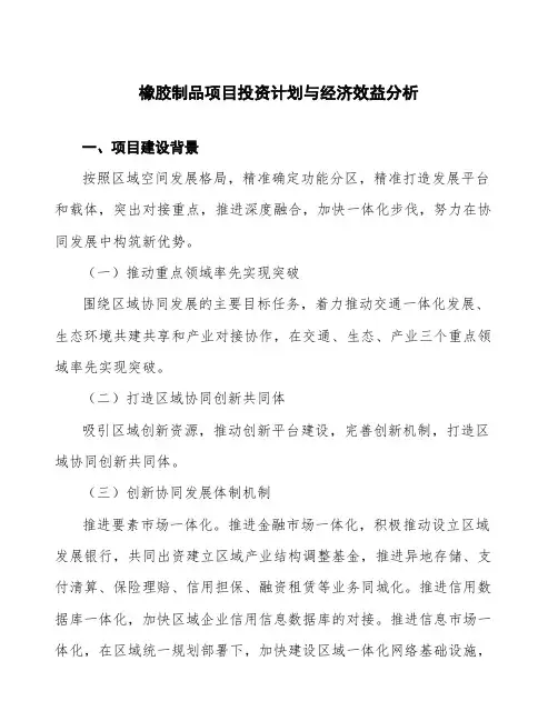 橡胶制品项目投资计划与经济效益分析
