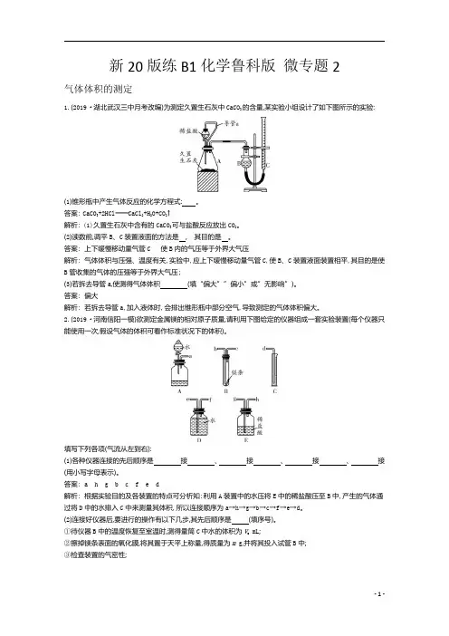 【精准解析】2021高中化学鲁科版必修第一册一课一练：微专题2