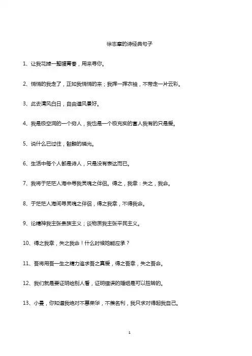 徐志摩的诗经典句子