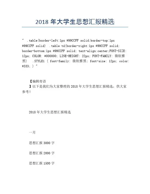 2018年大学生思想汇报精选