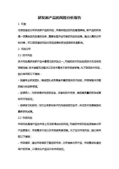 研发新产品的风险分析报告