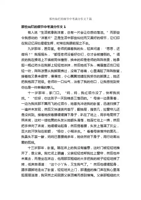 那些灿烂的细节中考满分作文7篇