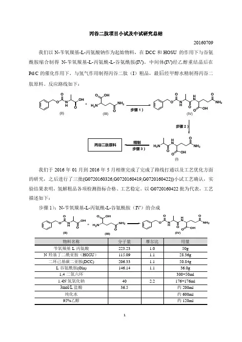 丙谷二肽小试及中试研究总结20160709