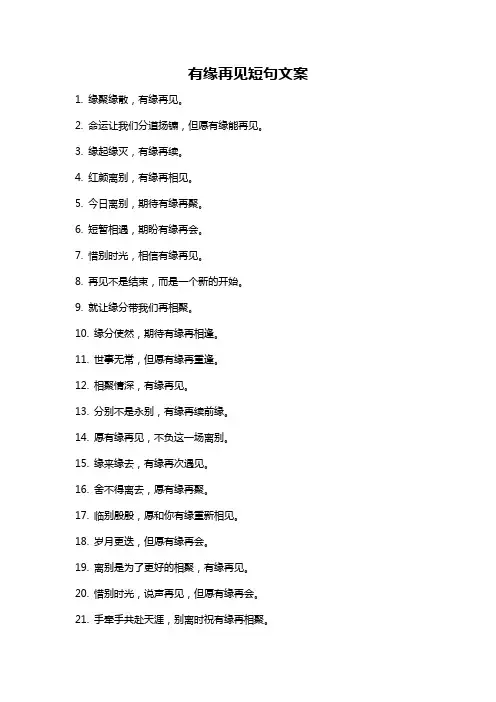 有缘再见短句文案