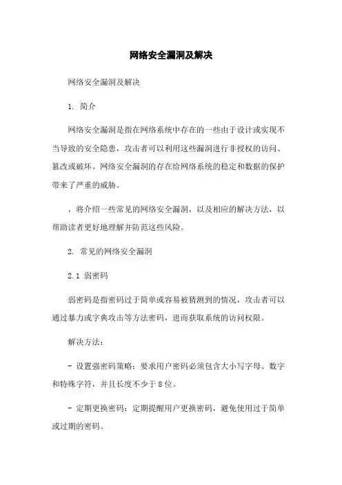 网络安全漏洞及解决