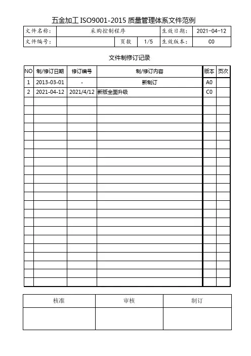 ISO9001采购控制程序