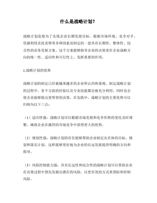 什么是战略计划？