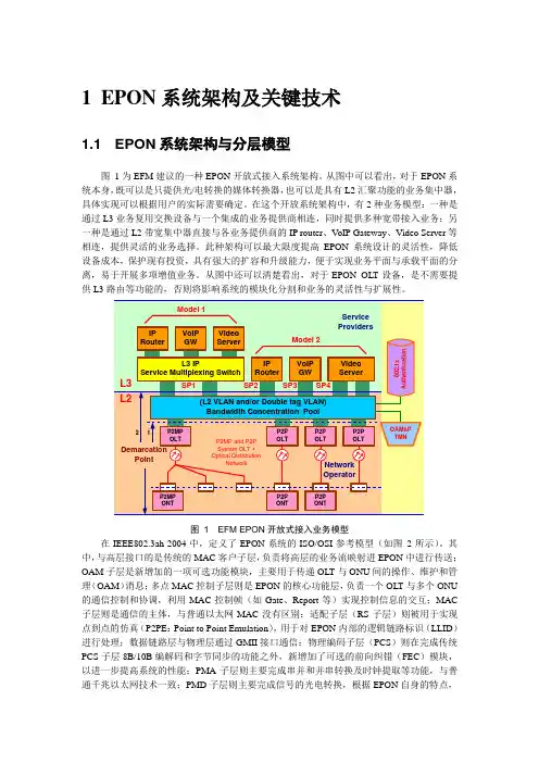 EPON系统架构及关键技术