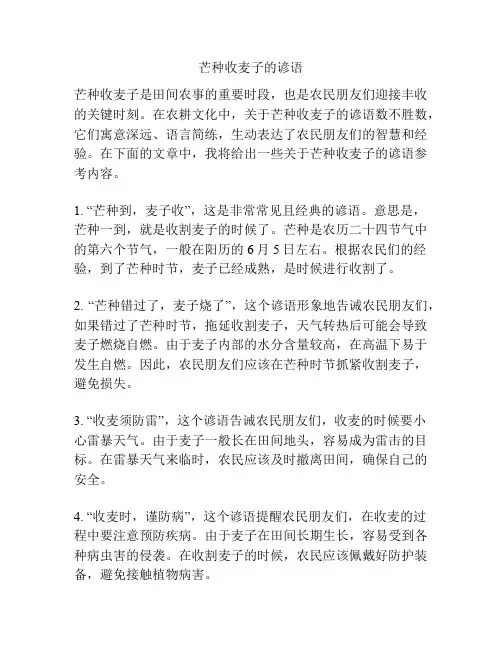 芒种收麦子的谚语