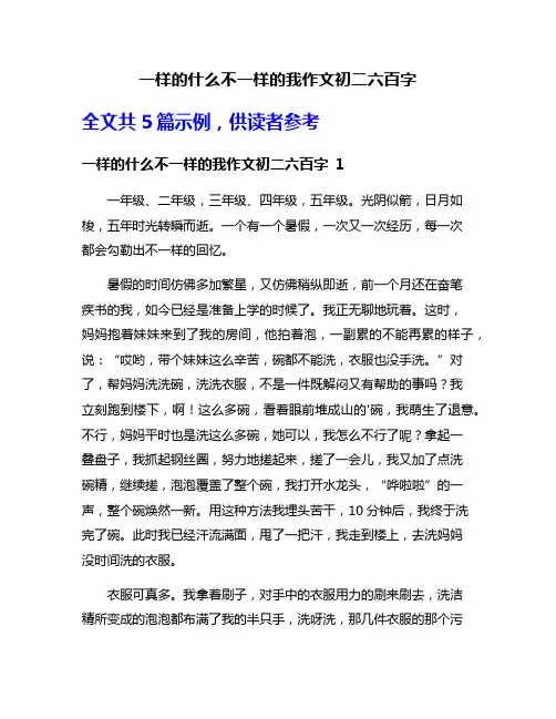 一样的什么不一样的我作文初二六百字