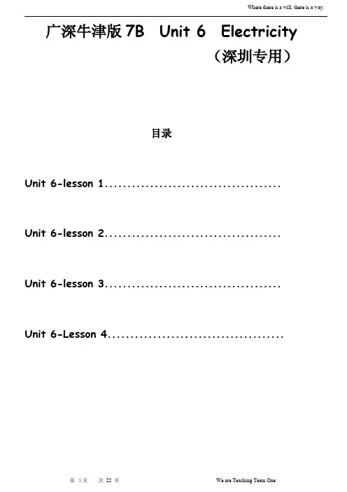 2015牛津英语7B-Unit 6 electricity