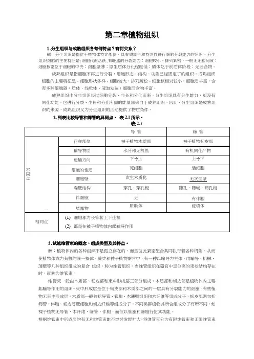 植物学第二章植物组织论述题
