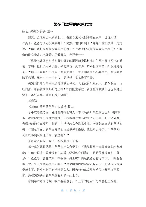 装在口袋里的爸爸作文
