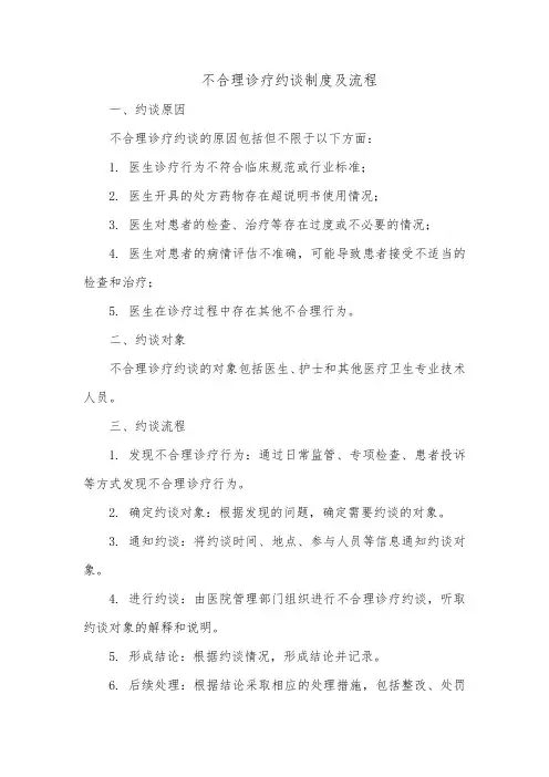 不合理诊疗约谈制度及流程