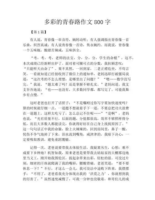多彩的青春路作文800字