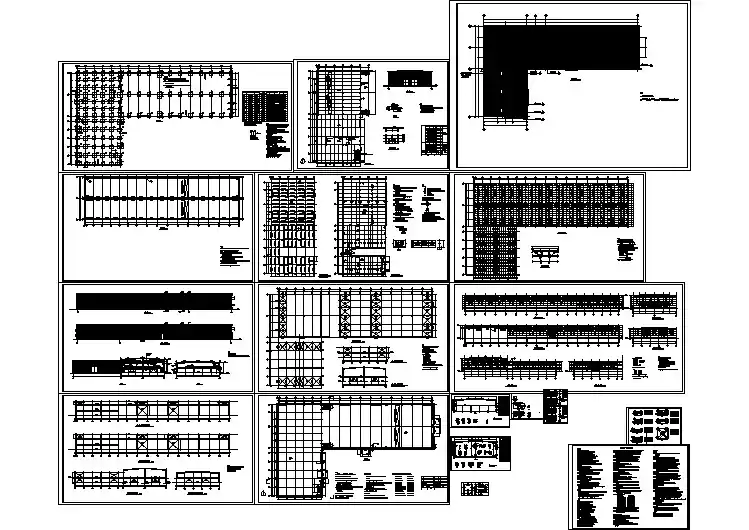 青岛市某重型库房钢结构施工CAD布置图