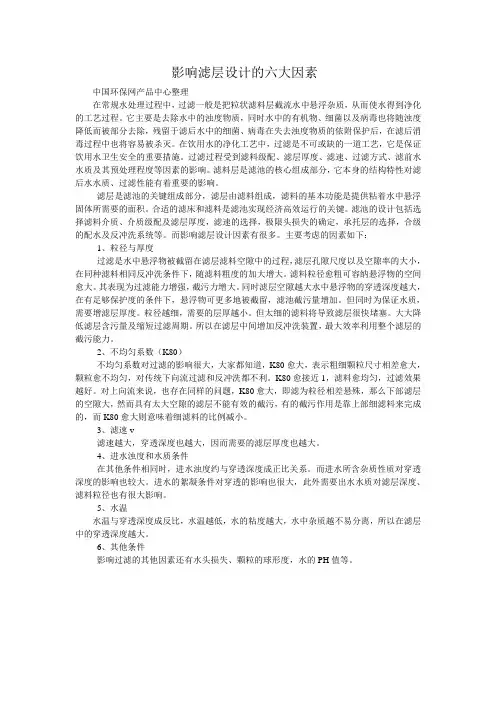 影响滤层设计的六大因素