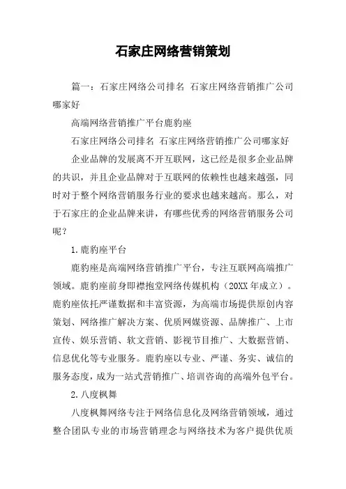 石家庄网络营销策划