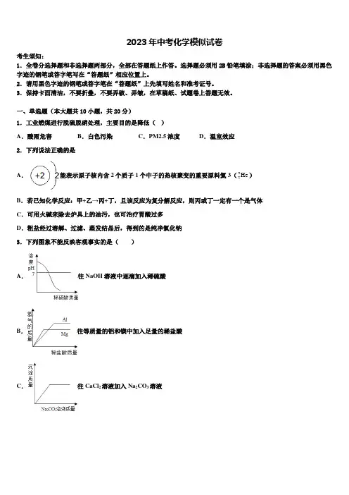 北京师大附中2023届初中化学毕业考试模拟冲刺卷含解析