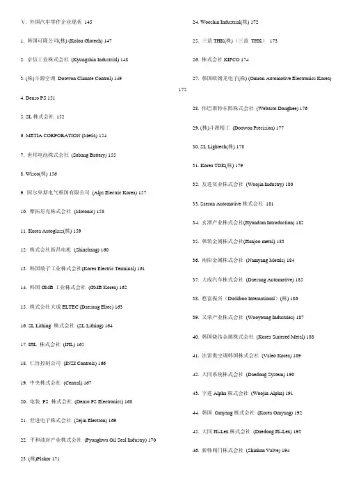 世界汽配企业名单