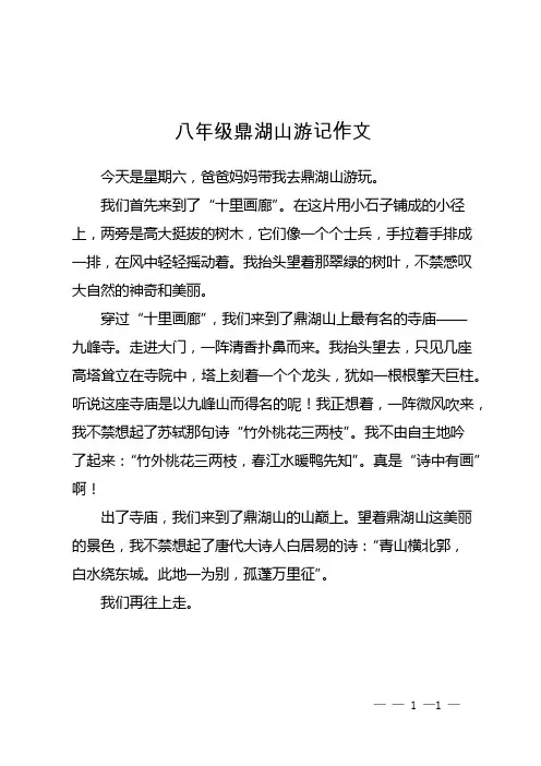 八年级鼎湖山游记作文