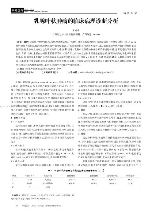 乳腺叶状肿瘤的临床病理诊断分析