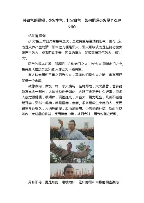 补肾气的要领，少火生气，壮火食气，如何把握少火量？欢迎讨论