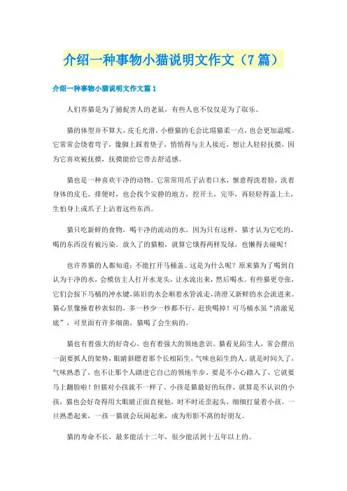 介绍一种事物小猫说明文作文(7篇)