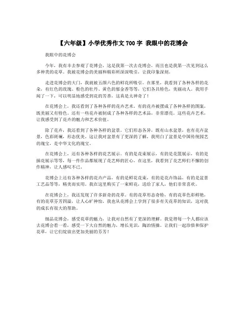 【六年级】小学优秀作文700字 我眼中的花博会