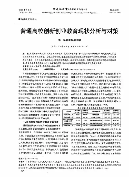 普通高校创新创业教育现状分析与对策
