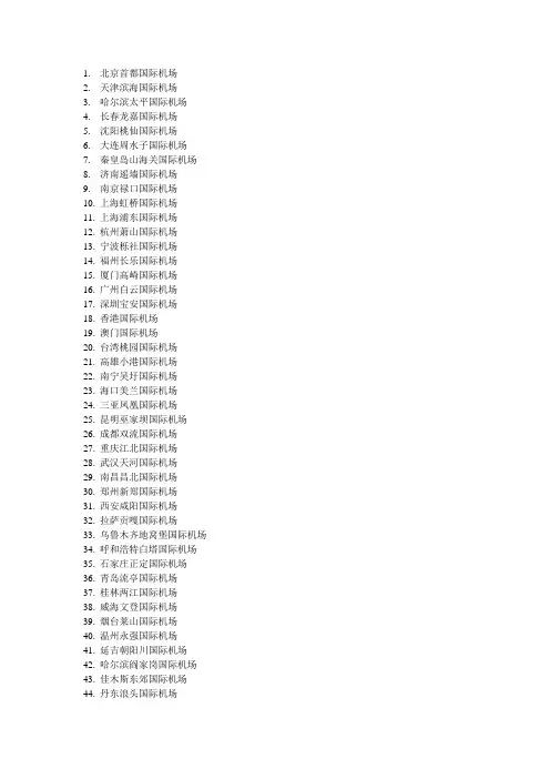 中国的国际机场名单