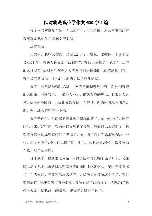以这就是我小学作文600字5篇