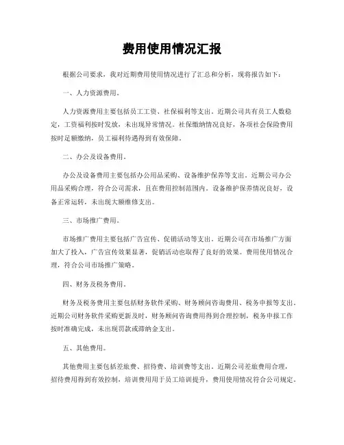 费用使用情况汇报
