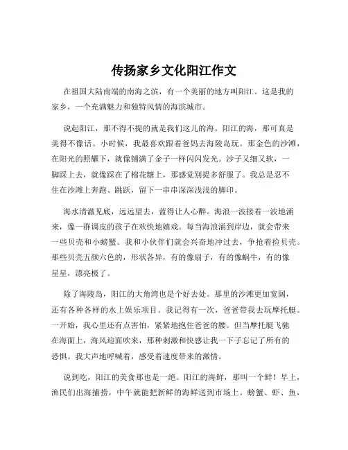 传扬家乡文化阳江作文