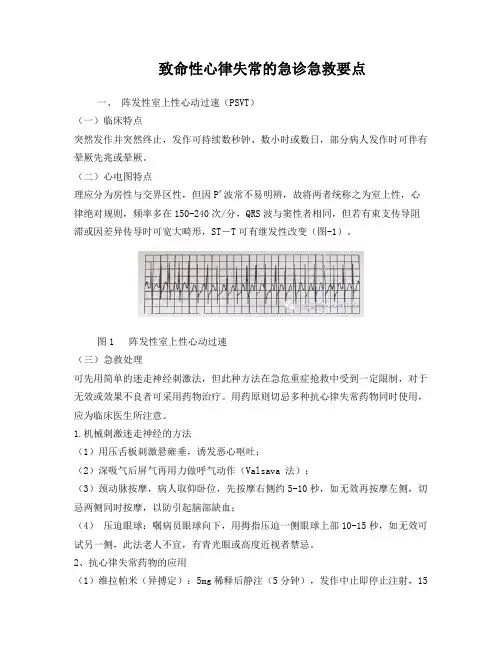致命性心律失常的急诊急救要点