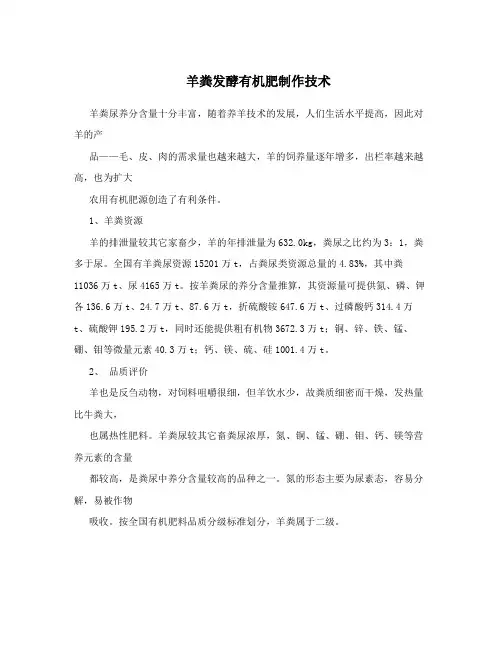 羊粪发酵有机肥制作技术